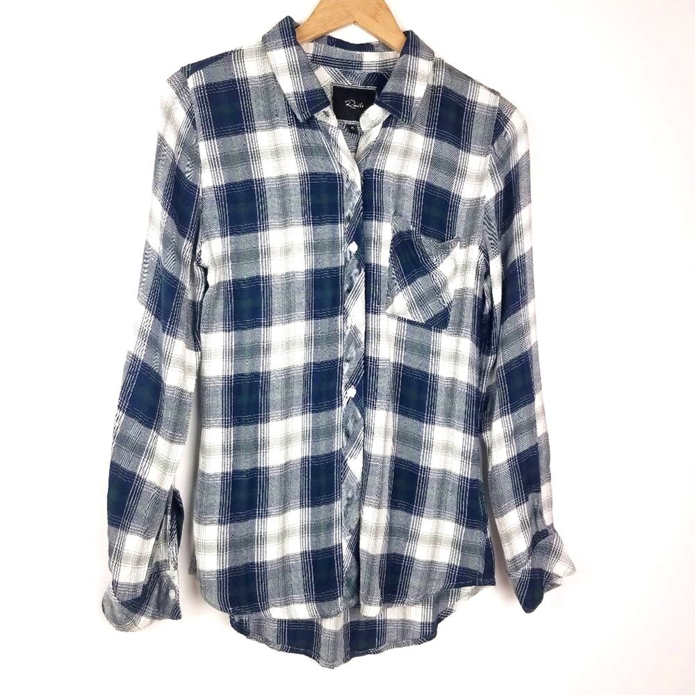 Rails | Plaid Blue White Flannel Shirt XS